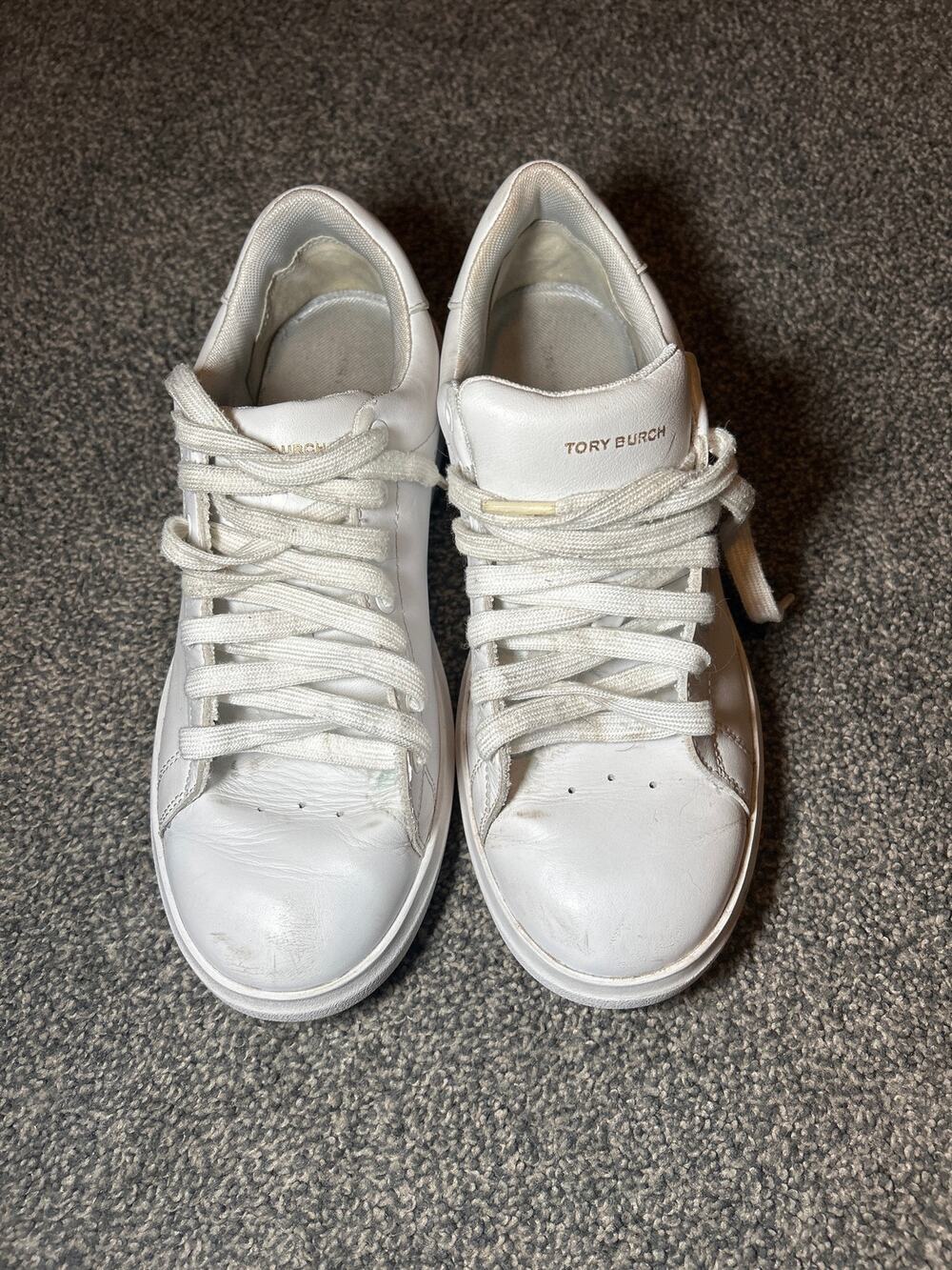 Tory Burch Howell Court Shoes Womens Size 8 M White Leather Casual Sneakers